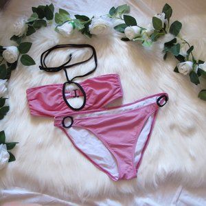 3/$15 Barbie Pink Striped Bikini Top and Bottom Set